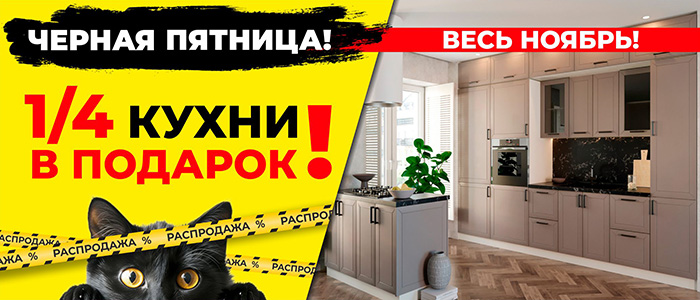 ЧЕРНАЯ ПЯТНИЦА! 1/4 КУХНИ В ПОДАРОК!
