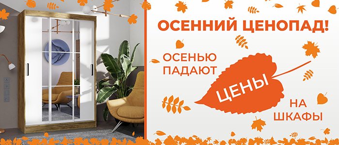 Осенний ценопад! Осенью падают цены на шкафы!