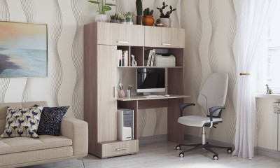 Письменно-компьютерный стол «ПКС-1» Шимо темный-Шимо светлый