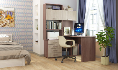 Письменно-компьютерный стол «ПКС-11» Шимо темный-Шимо светлый