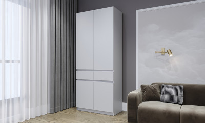 Шкаф 2-х ств. с ящиками Бостон Белый-Белый Бриллиант