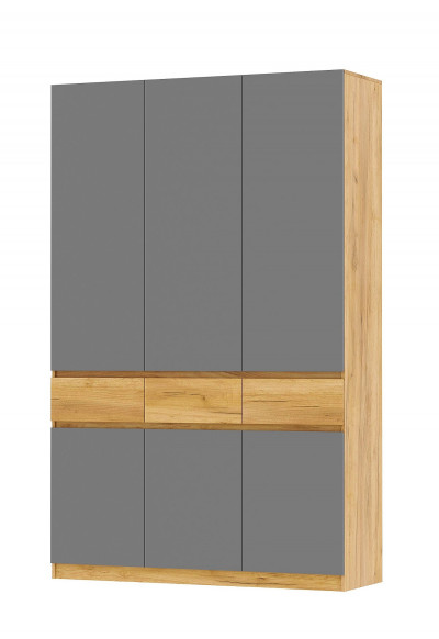 Шкаф 3-х ств. с ящиками Бостон Крафт золотой-Антрацит