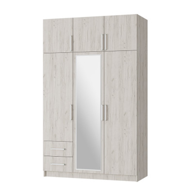 Шкаф 3-х створчатый с ящиками дуб крафт белый