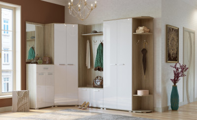 «Прихожая ИТАЛИЯ» Композиция №8 Дуб Сонома - Белый глянец