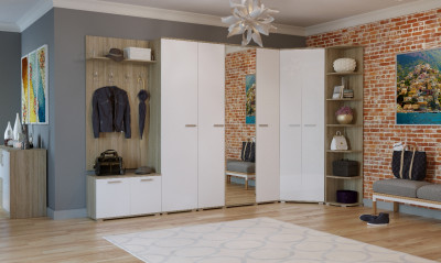 «Прихожая ИТАЛИЯ» Композиция №11 Дуб Сонома - Белый глянец